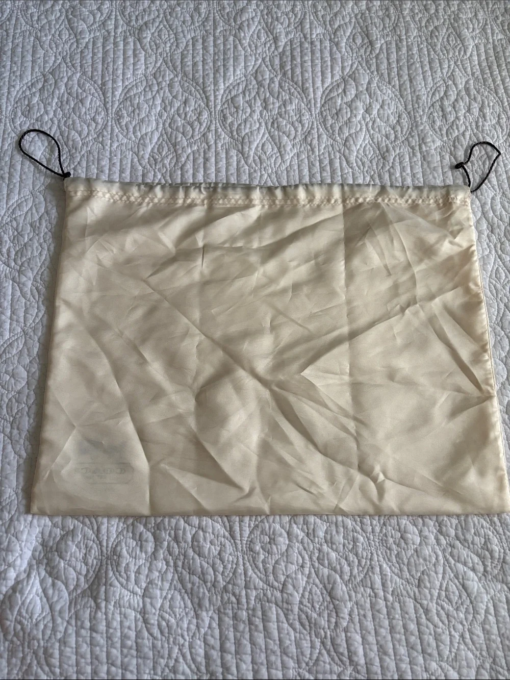 Coach Cream Drawstring Logo Dust Bag with Brown Cord - Picture 2 of 7
